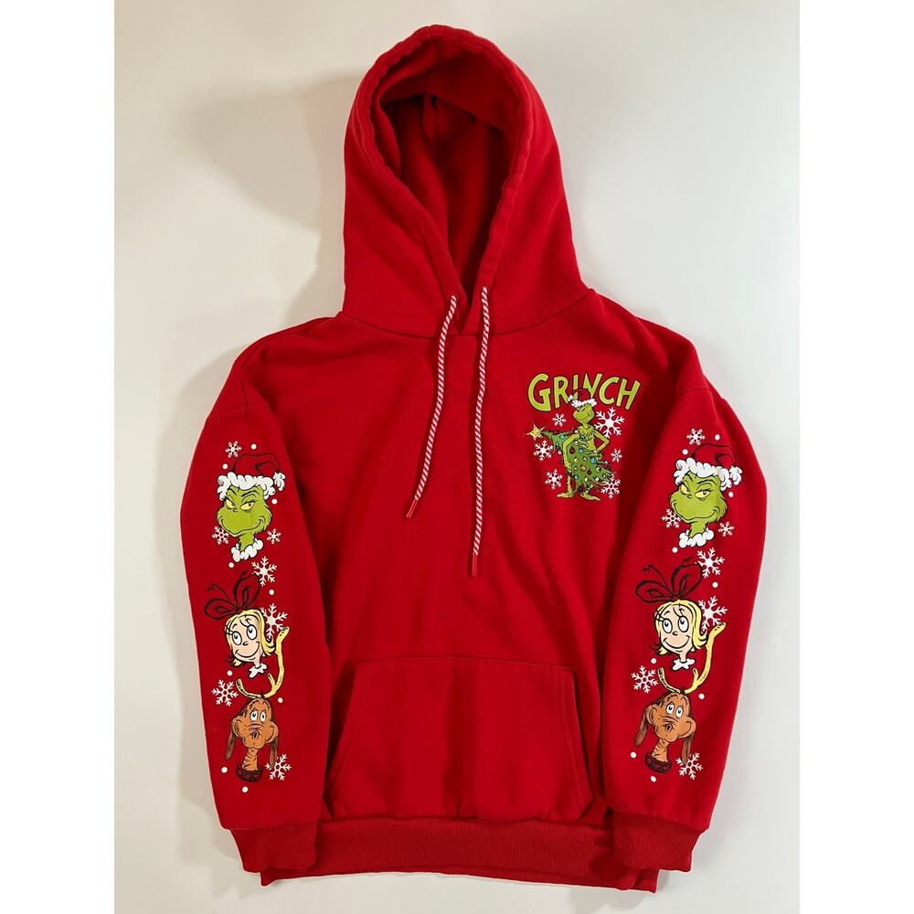 The Grinch Women XXS Red Christmas Hoodie Max Cindy Lou Who Graphic Sweatshirt